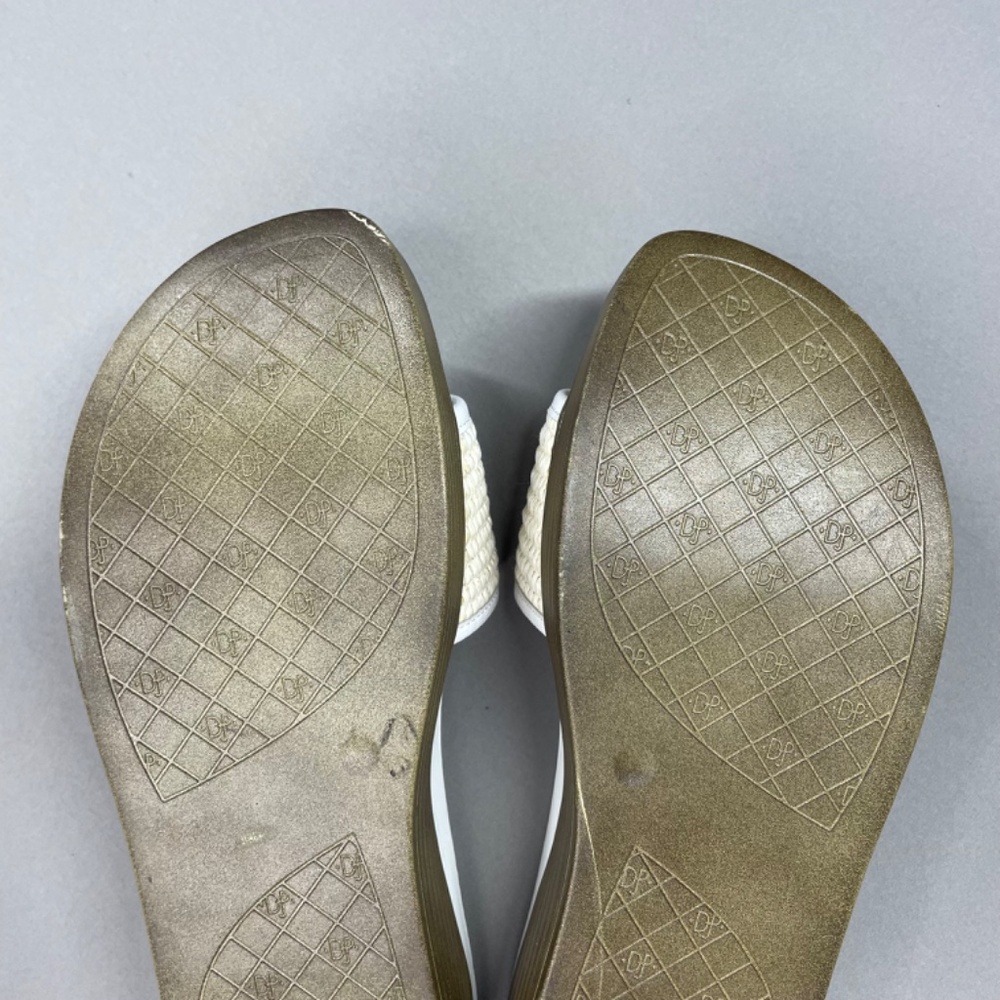 NEW Donald Pliner Shoes Womens 8 white brown Farrah sandal slip on casual - Picture 7 of 11